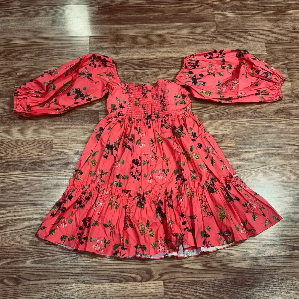 CARA CARA red mini Ip Ip Floral-Print Minidress in small